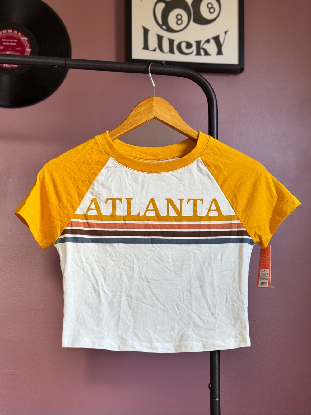 🌼 3/$15 Colsie Retro Atlanta Raglan Yellow Crop Top NWT M